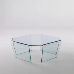 Tavolino quadrato da salotto Telford in vetro curvato