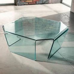 Tavolino quadrato da salotto Telford in vetro curvato