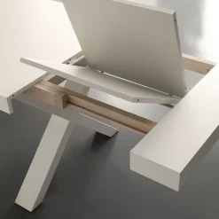 Tavolo allungabile Aras in nobilitato bianco e rovere