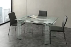 Tavolo allungabile Evident Mini in vetro trasparente
