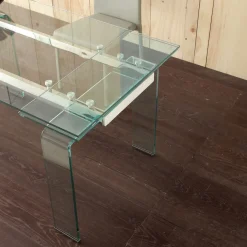 Tavolo allungabile Evident Mini in vetro trasparente