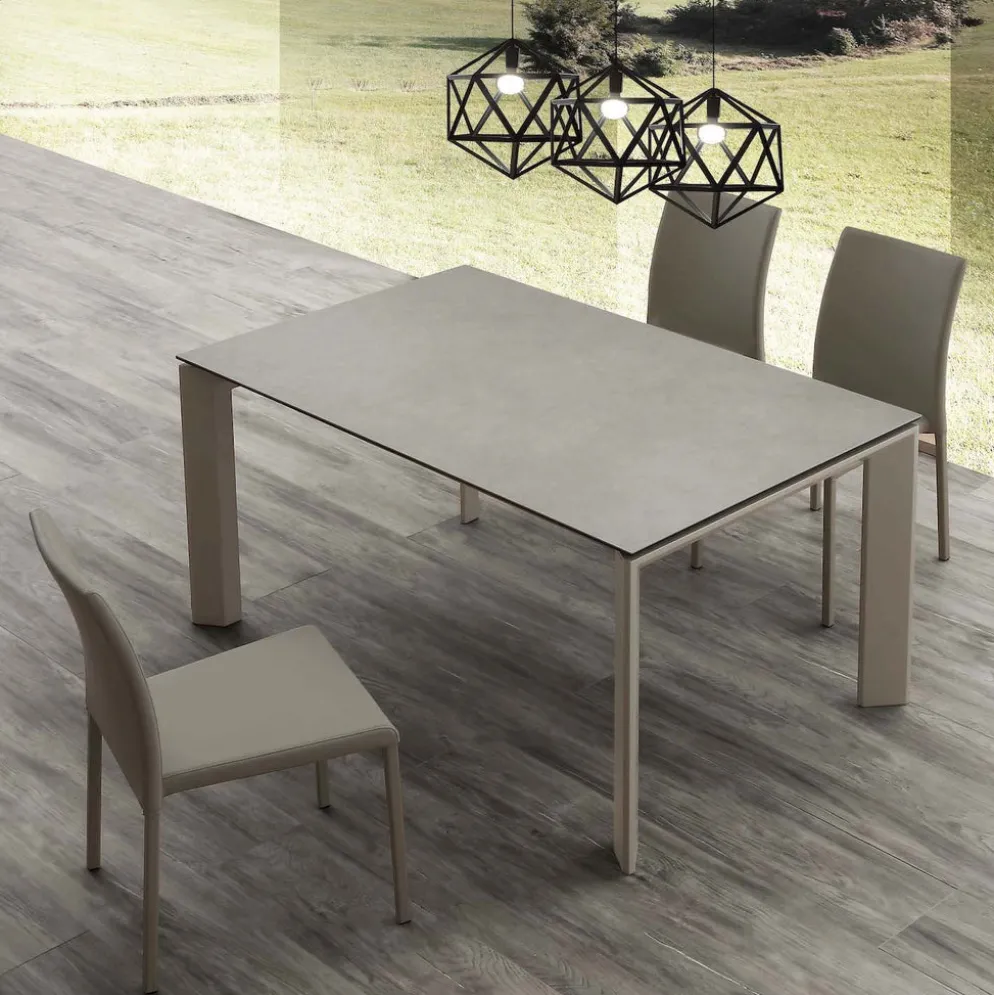 Tavolo allungabile in acciaio e ceramica Duarte Duo