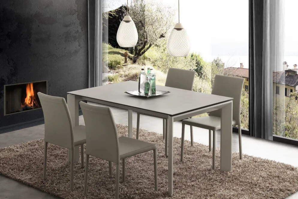 Tavolo allungabile in acciaio e ceramica Duarte Duo