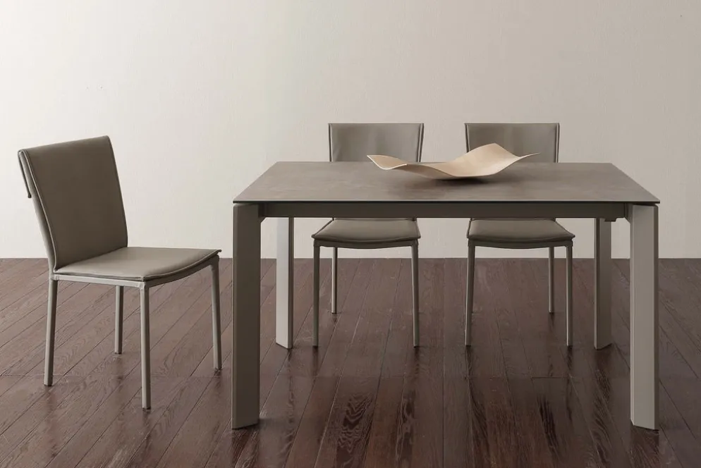 Tavolo allungabile in acciaio e ceramica Duarte Duo