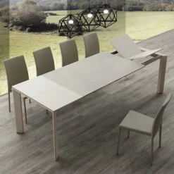 Tavolo allungabile in acciaio e ceramica Duarte Duo
