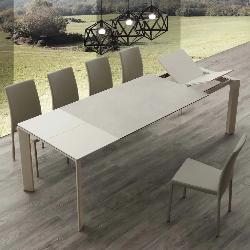 Tavolo allungabile in acciaio e ceramica Duarte Duo