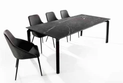 Tavolo allungabile in acciaio e vetro-ceramica Deric