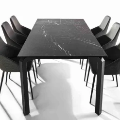 Tavolo allungabile in acciaio e vetro-ceramica Deric