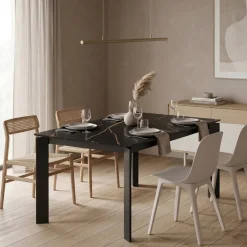 Tavolo allungabile in ceramica e metallo Lumis Marble