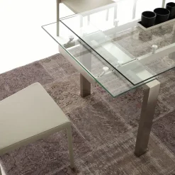 Tavolo allungabile in vetro trasparente Damian