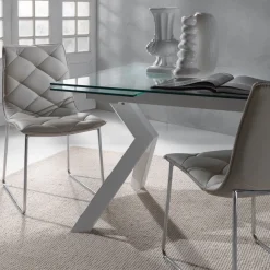 Tavolo allungabile moderno Mats in metallo e vetro