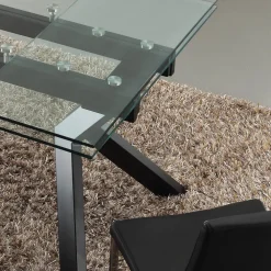 Tavolo allungabile moderno Mats in metallo e vetro
