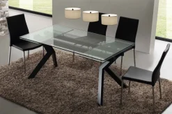 Tavolo allungabile moderno Mats in metallo e vetro