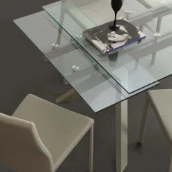Tavolo allungabile moderno Mats in metallo e vetro