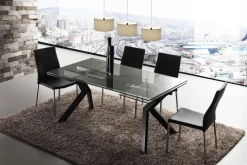 Tavolo allungabile moderno Mats in metallo e vetro