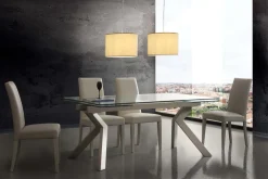 Tavolo allungabile moderno Mats in metallo e vetro