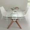 Tavolo allungabile Nicklas in acciaio vetro legno 160x90cm