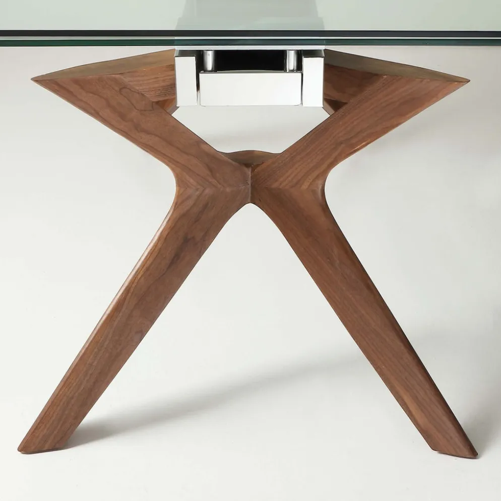 Tavolo allungabile Nicklas in acciaio vetro legno 160x90cm