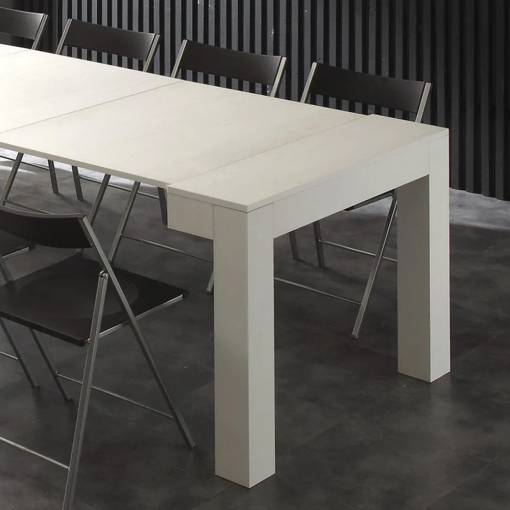 Tavolo consolle allungabile Klement in legno bianco