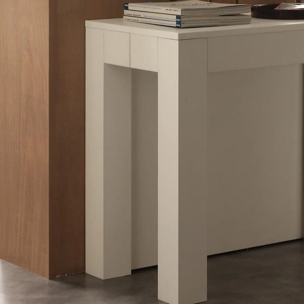 Tavolo consolle allungabile Klement in legno bianco