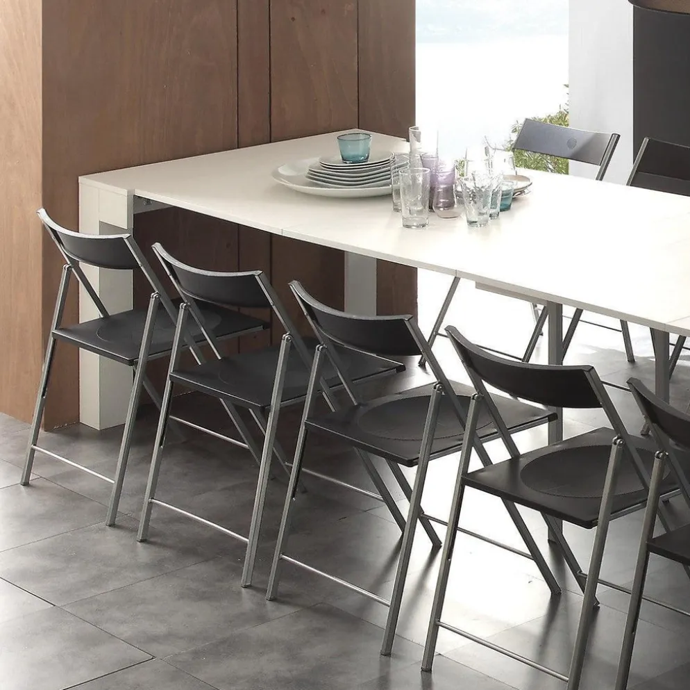 Tavolo consolle allungabile Klement in legno bianco