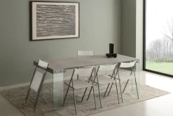 Tavolo consolle allungabile Skim in vetro e legno