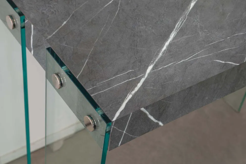 Tavolo consolle allungabile Skim in vetro e legno