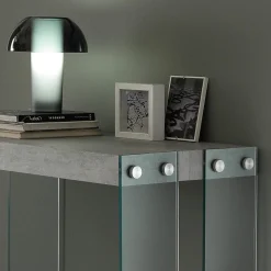 Tavolo consolle allungabile Skim in vetro e legno