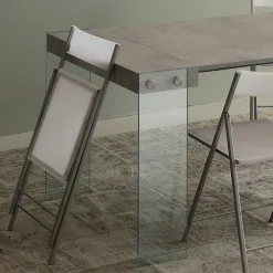 Tavolo consolle allungabile Skim in vetro e legno