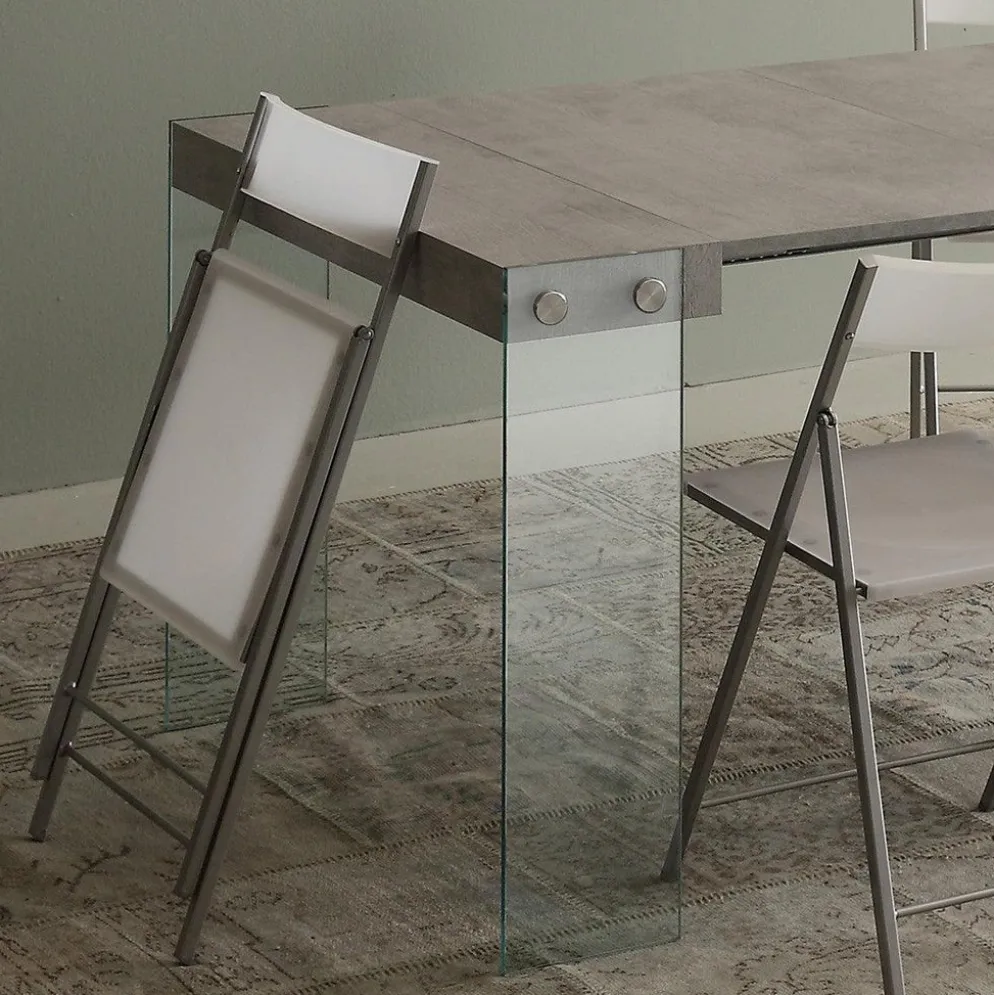 Tavolo consolle allungabile Skim in vetro e legno