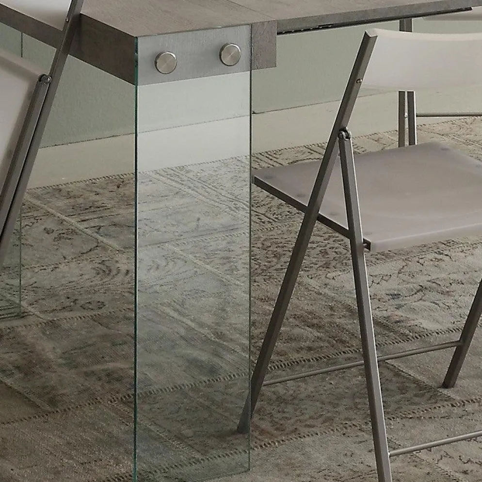 Tavolo consolle allungabile Skim in vetro e legno