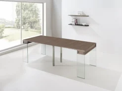 Tavolo consolle allungabile Ronny Big in vetro e laminato