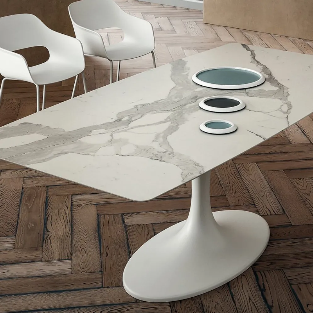 Tavolo fisso con piano a botte Avalon