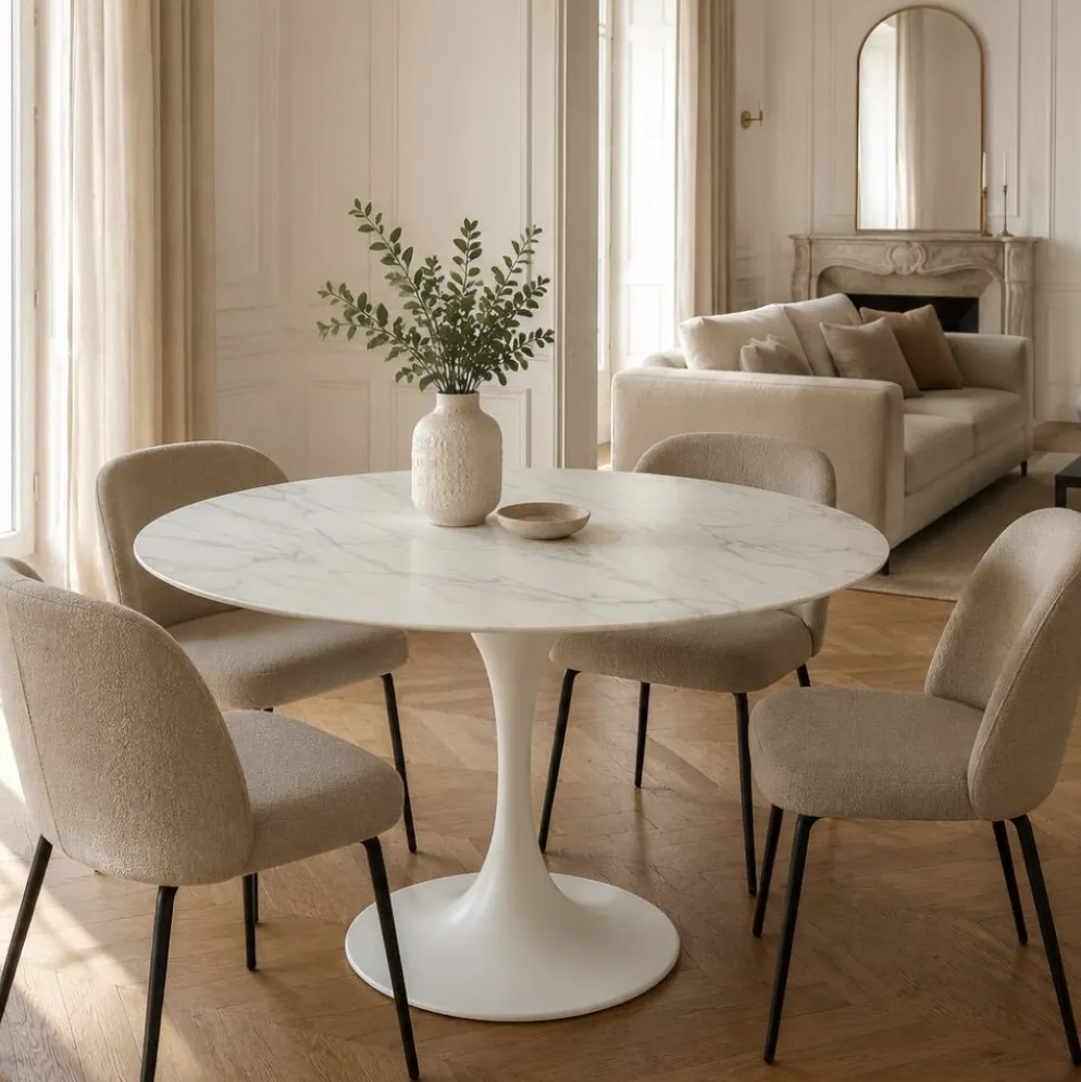 Tavolo rotondo Velor in ceramica e metallo