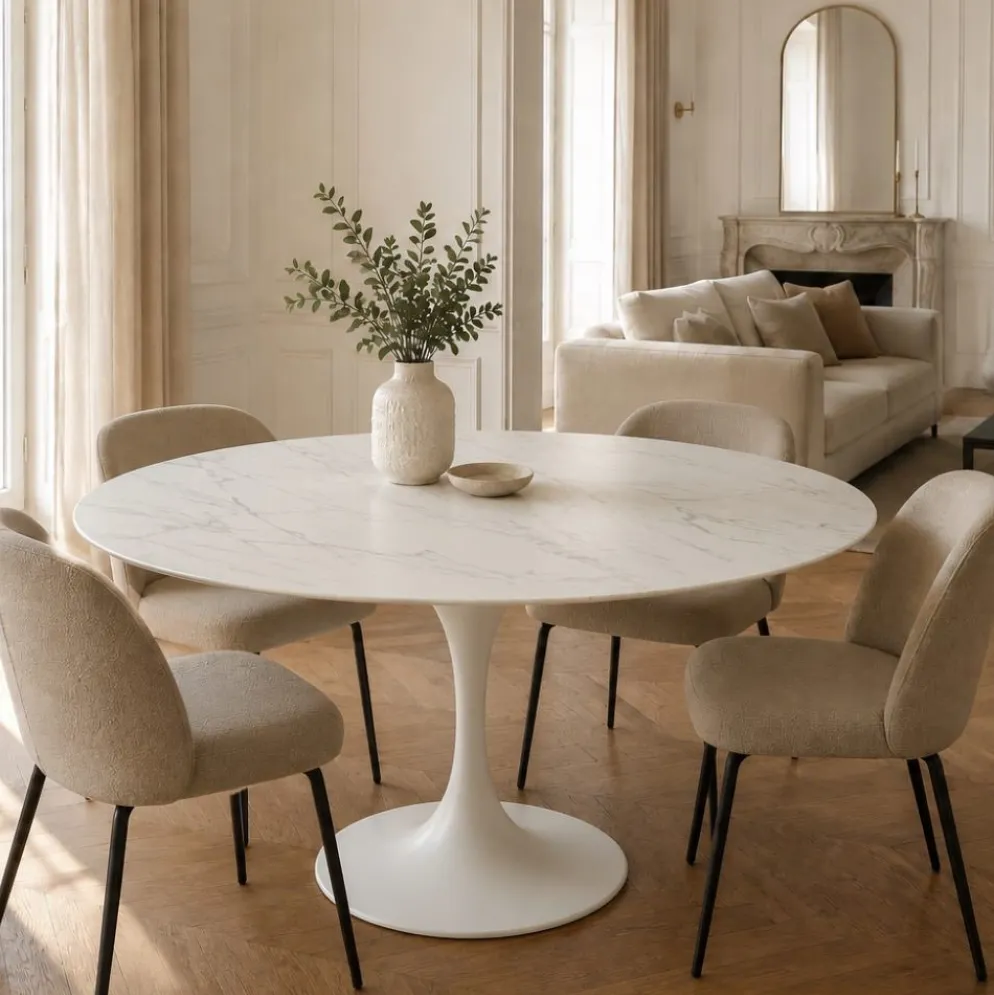 Tavolo rotondo Velor in ceramica e metallo