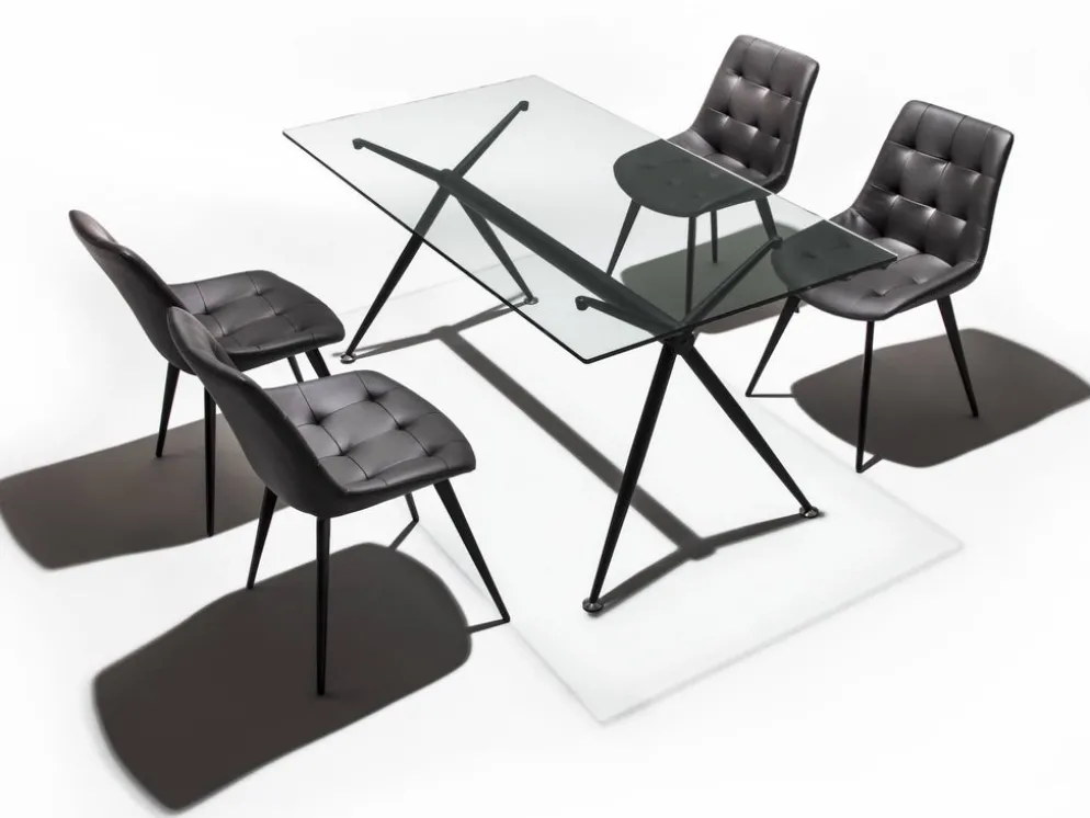 Tavolo scrivania in vetro e metallo Glam Noir