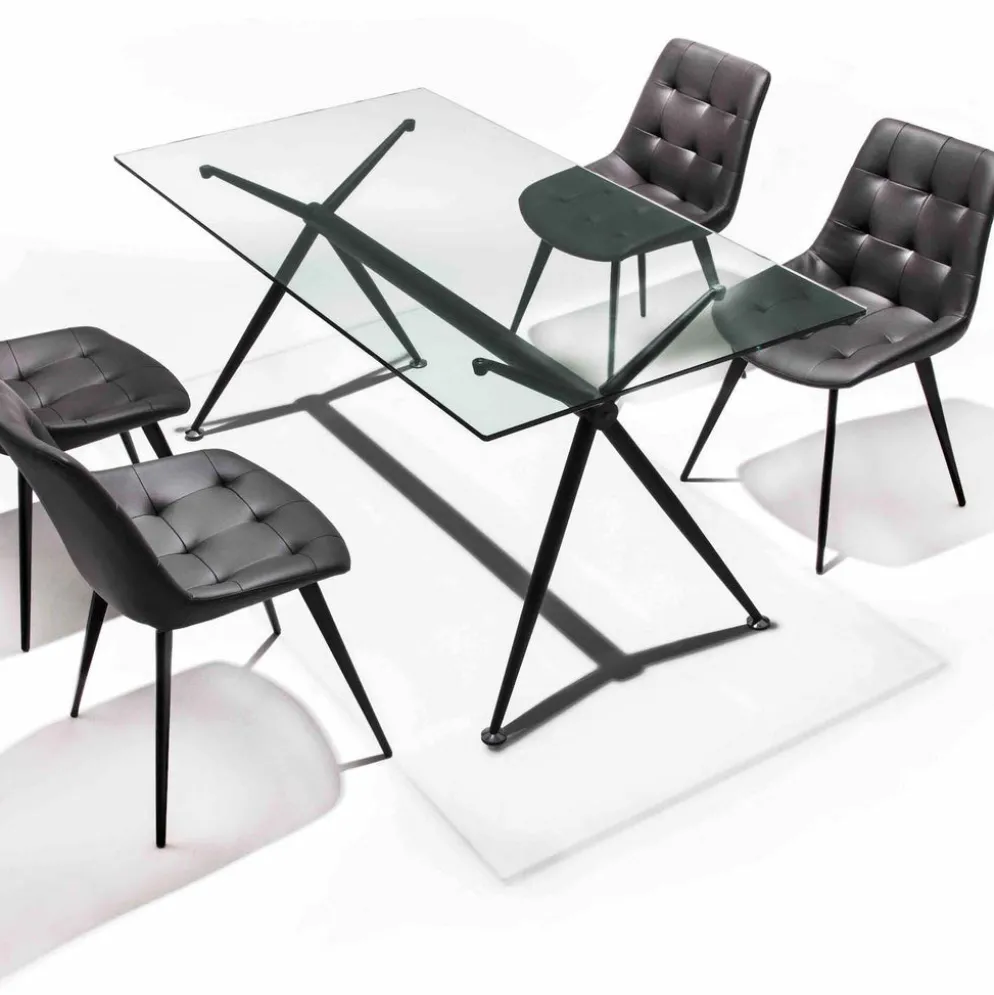 Tavolo scrivania in vetro e metallo Glam Noir