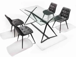 Tavolo scrivania in vetro e metallo Glam Noir