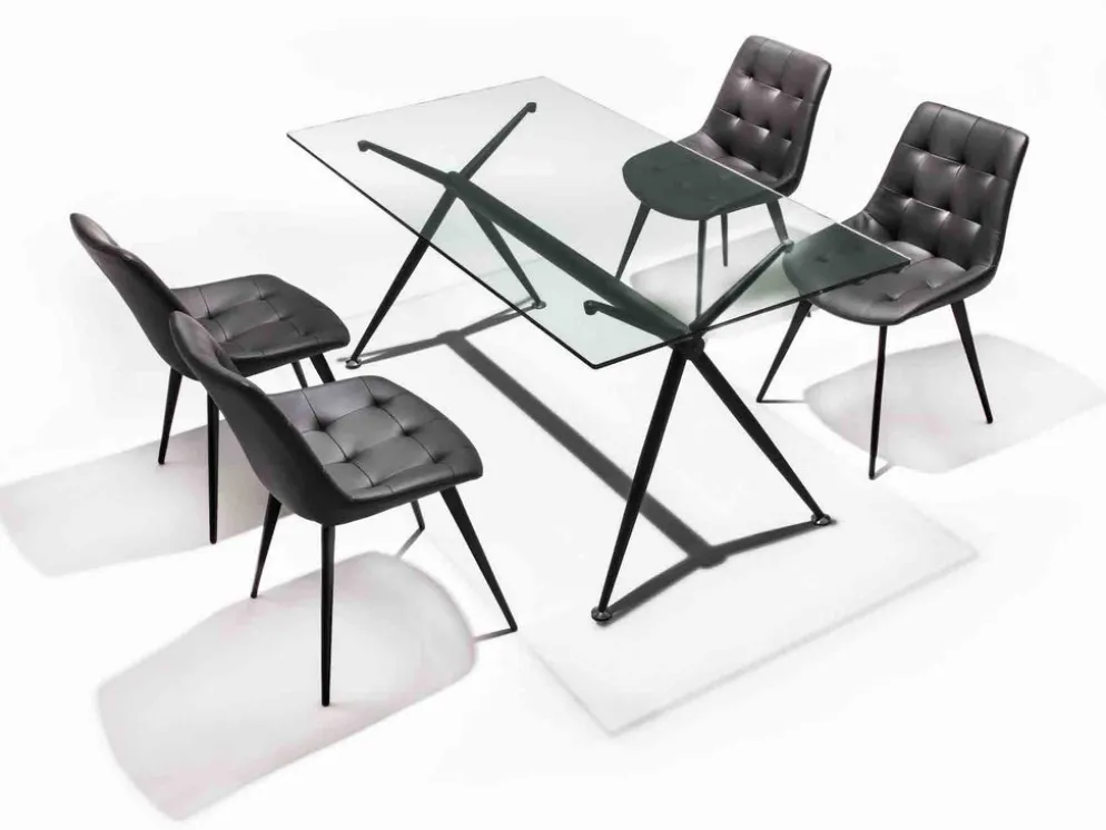 Tavolo scrivania in vetro e metallo Glam Noir