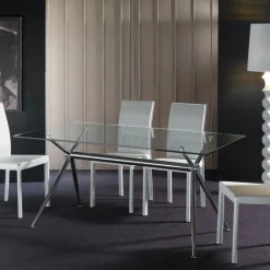 Tavolo scrivania in vetro e metallo Glam Cromo