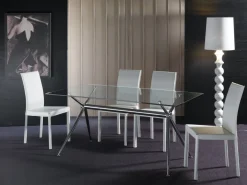 Tavolo scrivania in vetro e metallo Glam Cromo