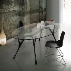 Tavolo scrivania ovale Perseo Glass
