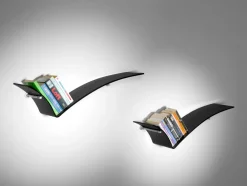 Tre mensole design Tick in vetro nero per cucina