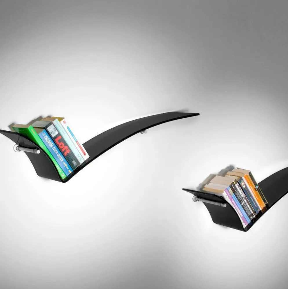 Tre mensole design Tick in vetro nero per cucina